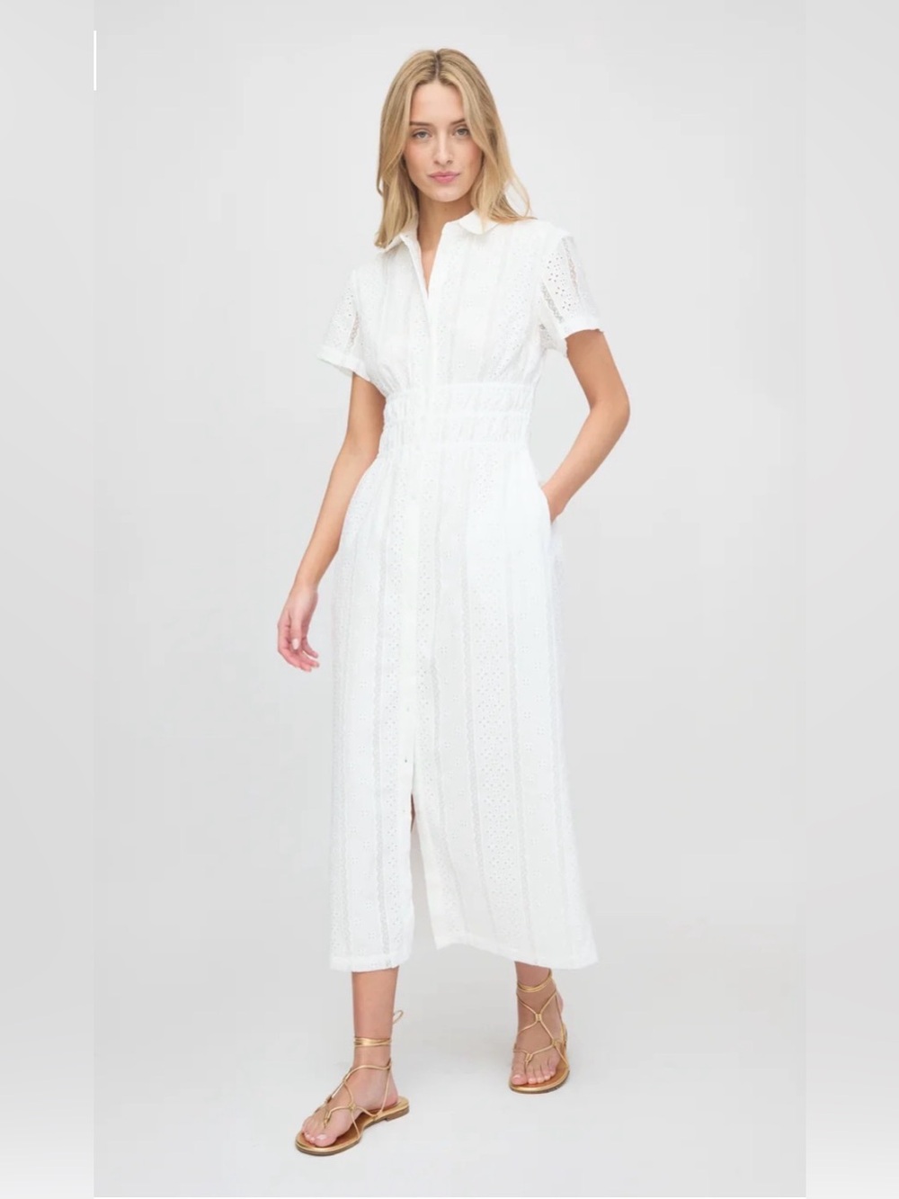 Hill House The Jamie Nap Dress in White Broderie Voile, Size XS